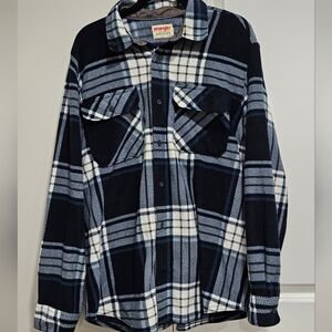 Wrangler Flannel Navy and White Checkered Fleece Shirt